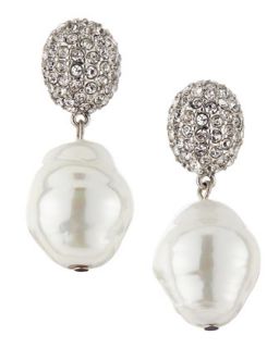 Pavï¿½ Crystal Pearly Drop Earrings