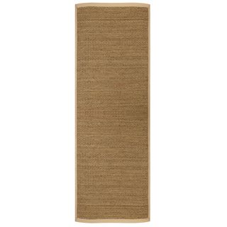 Tidewater Herringbone Seagrass Rug With Khaki Cotton Border (26 X 8)