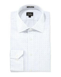 Classic Fit Regular Finish Grid Check Shirt, White