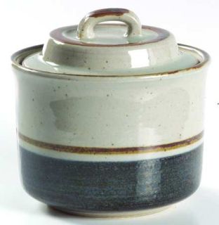 Otagiri Mariner Sugar Bowl & Lid, Fine China Dinnerware   Blue Rim,Gray Center,S