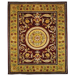 Handmade Classic Agra Burgundy/ Gold Wool Rug (5 X 8)