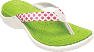 Womens Crocs Capri Polka Dot Flip Flop   Fuchsia/Oyster Casual Shoes