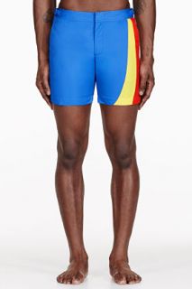 Orlebar Brown Blue Colorblocked Prost Ocean Bulldog Swim Shorts