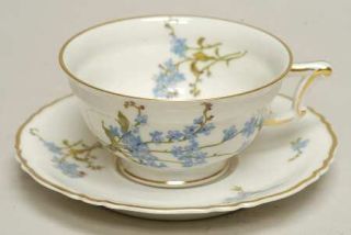 Haviland Montmery (Forget Me Nots) Footed Cup & Saucer Set, Fine China Dinnerwar