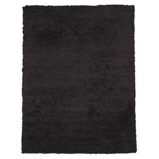Handmade Wool And Viscose Black Shaggy Rug (8 X 10)