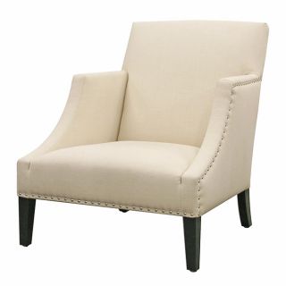 Heddery Cream Linen Modern Club Chair