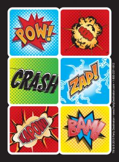 Superhero Comics Sticker Sheets