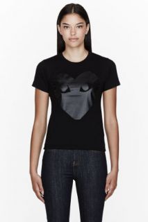 Comme Des Garons Play Black Jersey Tonal Logo Print T_shirt