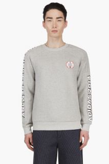 Adidas Originals By O.c. Grey Striped Shoulder Logo Sweatshirt