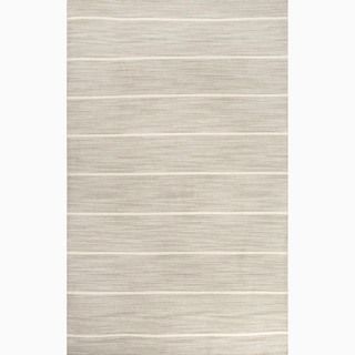 Handmade Stripe pattern Gray/ Ivory Wool Area Rug (9 X 12)