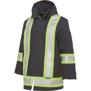 Tough Duck Hooded Class 2 High Visibility Parka   Navy, Large, Model# S17471