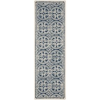 Safavieh Handmade Moroccan Cambridge Navy Blue/ Ivory Wool Rug (26 X 22)