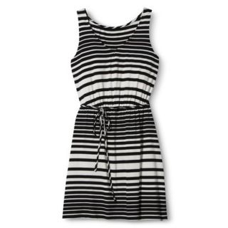 Merona Womens Knit Tank Dress w/Self Tie   Black/White   XS