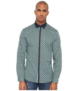 Just Cavalli Geometric Diamond Slim Fit Shirt Mens Long Sleeve Button Up (Navy)