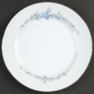 Mikasa Annbelle Bread & Butter Plate, Fine China Dinnerware   Blue Flowers, Gray