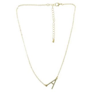 Womens A Initial Necklace   Gold/Crystal