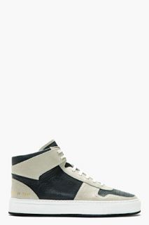 Common Projects  Exclusive Grey And Navy Leather Basketball Sneakers
