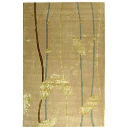 Handmade Rodeo Drive Parad Ivory/ Gold N.Z. Wool Rug (5 X 8) (IvoryPattern FloralMeasures 0.625 inch thickTip We recommend the use of a non skid pad to keep the rug in place on smooth surfaces.All rug sizes are approximate. Due to the difference of moni