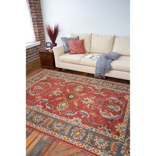Hand tufted Coliseum Rust Traditional Border Wool Rug (6 X 9)