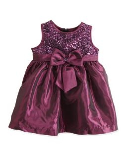 Sequin Bodice Taffeta Dress, Purple, 2T 3T