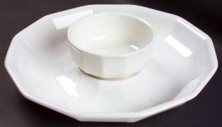 Pfaltzgraff Heritage White (2 Pc) Chip & Dip Set, Fine China Dinnerware   Stonew