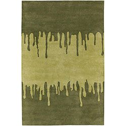 Contemporary Hand tufted Green New Zealand Wool Mandara Rug (5 X 76) (GreenPattern AbstractTip We recommend the use of a non skid pad to keep the rug in place on smooth surfaces.All rug sizes are approximate. Due to the difference of monitor colors, som