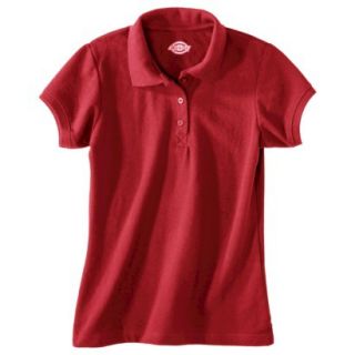 Dickies Girls Short Sleeve Pique Polo   Red 14/16