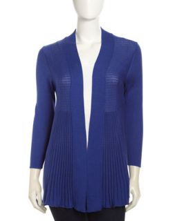 Open Front Ribbed Panel Cardigan, Admiral Blue
