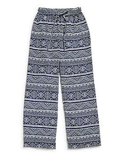 Flowers by Zoe Girls Aztec Pants   Navy White