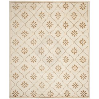 Safavieh Hand knotted Mosaic Cream/ Light Brown Wool/ Viscose Rug (8 X 10)