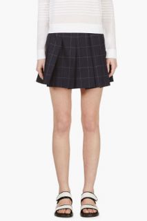 Jacquemus Navy Wool Pleated Mini Skirt