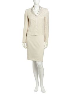 Ivory Lace Sateen Skirt Suit, Ivory