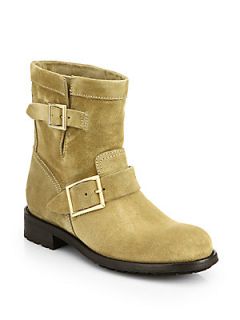 Jimmy Choo Youth Suede Biker Boots   Antelope