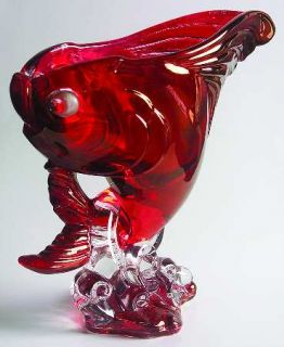 Heisey Heisey Animals & Figurines 9 Inch Ruby Flashed Fish Vase/Bowl   Crystal F