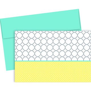 Fresh Slate Trellis Thank You Note Card Set (Teal/ yellowQuantity 30 thank you note cards, envelopesDimensions 4.875 inches x 3.375 inchesAcid and lignin freeFactory sealed packages cannot be returned if opened.  )