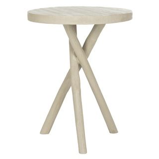 Safavieh Quinn Pearl Taupe Tripod Round End Table (Pearl taupeMaterials Bayur woodFinish Pearl taupe Dimensions 19.8 inches high x 15.7 inches wide x 15.7 inches deepThis product will ship to you in 1 box.Furniture arrives fully assembled )