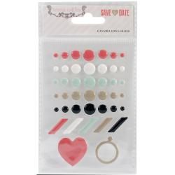 Save The Date Self adhesive Enamel Dots and Shapes 42/pkg
