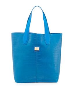 Charlene Croc Embossed Tote Bag, Blue