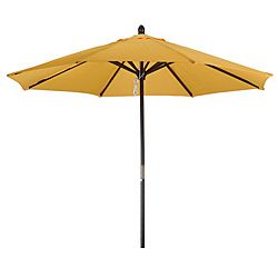 Premium 9 foot Round Yellow Wood Patio Umbrella (Yellow Materials Wood and polyesterPole materials WoodWeatherproof Shade UV Protection Weight 15 poundsDimensions 96 inches high x 108 inches wide x 108 inches deepAssembly Required )