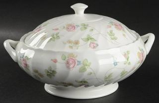Wedgwood Rosehip Round Covered Vegetable, Fine China Dinnerware   Pastel Floral