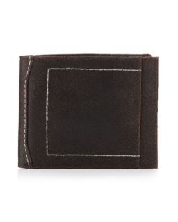 Distressed Leather Billfold, Brown