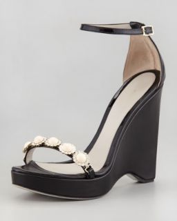 Pearly Strap Patent Wedge