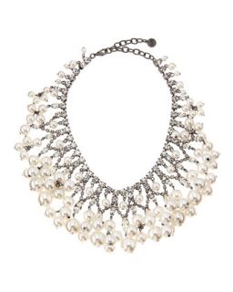 White Pearly Bib Necklace