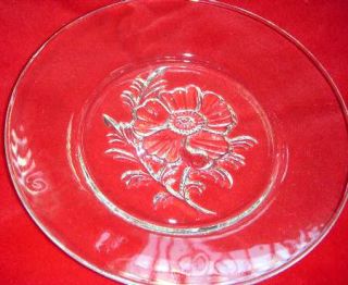 Jeannette Camellia (No Gold Trim) Luncheon Plate   Clear,Center Floral Design,No