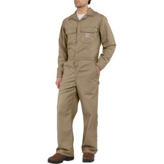 Carhartt Flame Resistant Twill Unlined Coverall   Khaki, 46 Inch Waist, Short