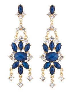 Rhinestone Chandelier Earrings, Dark Blue