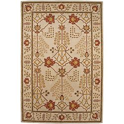 Hand tufted Sand Brown/ Red Wool Rug (96 X 136)