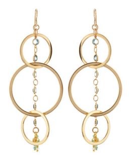 24k Gold Plate Link Earrings with Blue Quartz