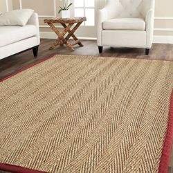 Hand woven Sisal Natural/ Red Seagrass Rug (3 X 5)