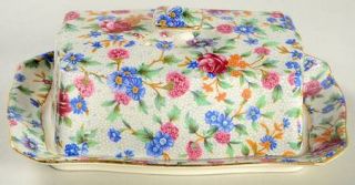 Royal Winton Old Cottage Chintz (Pre 1960,Cream) 1/4 Lb Covered Butter, Fine Chi